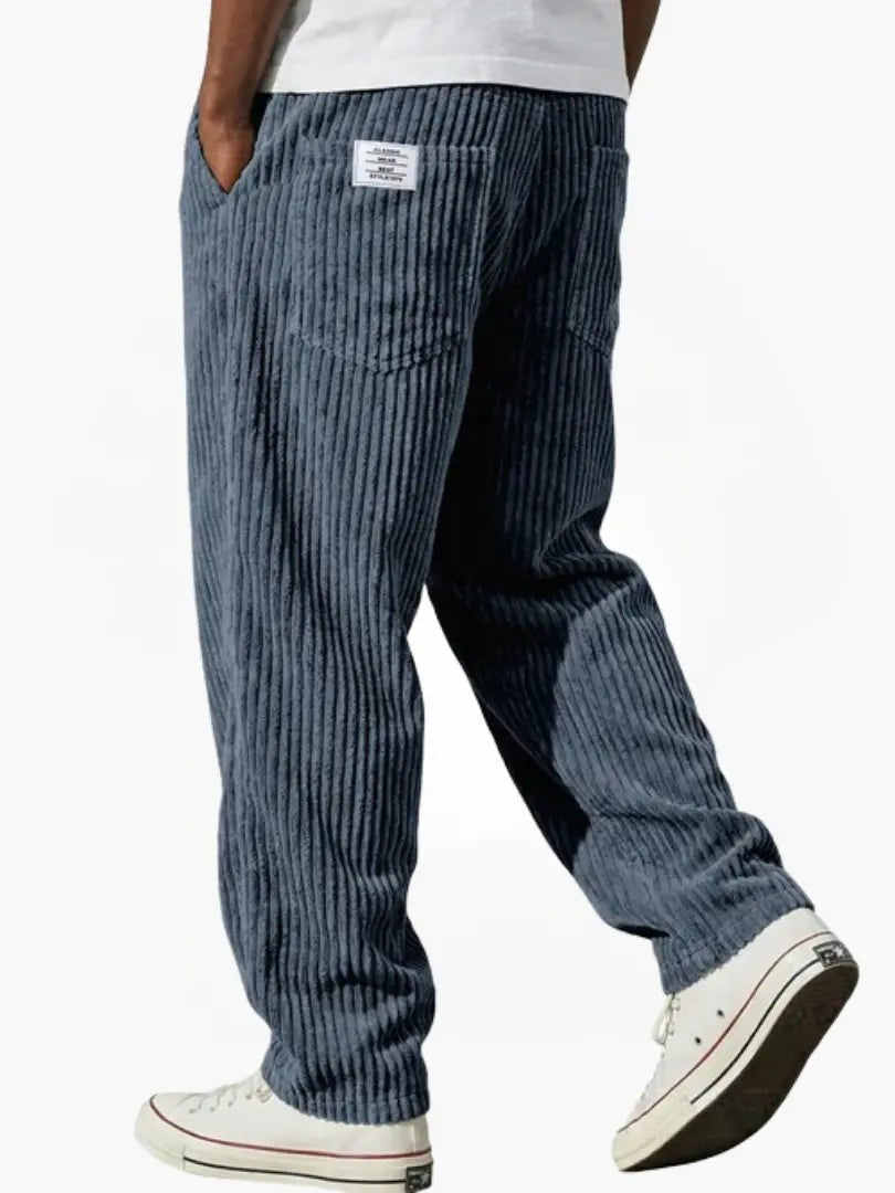 Men's Relaxed Drawstring Wide Leg Cord Trousers