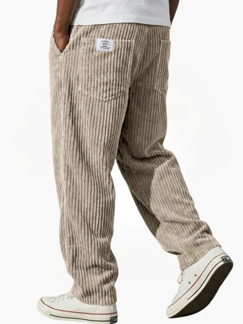 Men's Relaxed Drawstring Wide Leg Cord Trousers