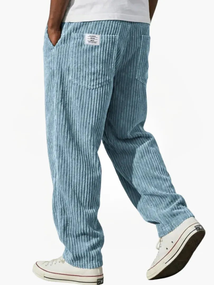Men's Relaxed Drawstring Wide Leg Cord Trousers
