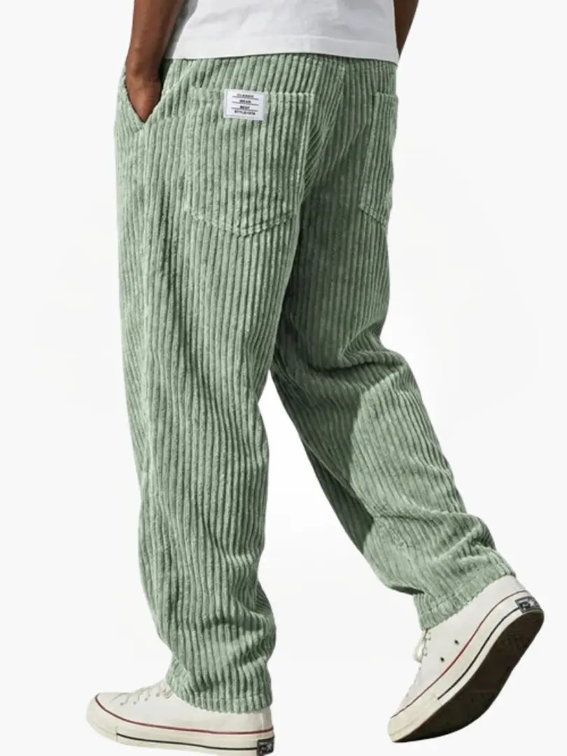 Men's Relaxed Drawstring Wide Leg Cord Trousers
