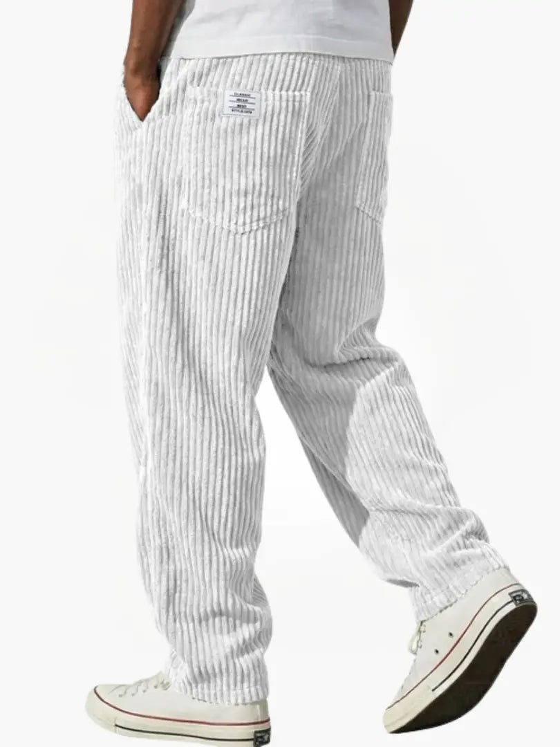 Men's Relaxed Drawstring Wide Leg Cord Trousers