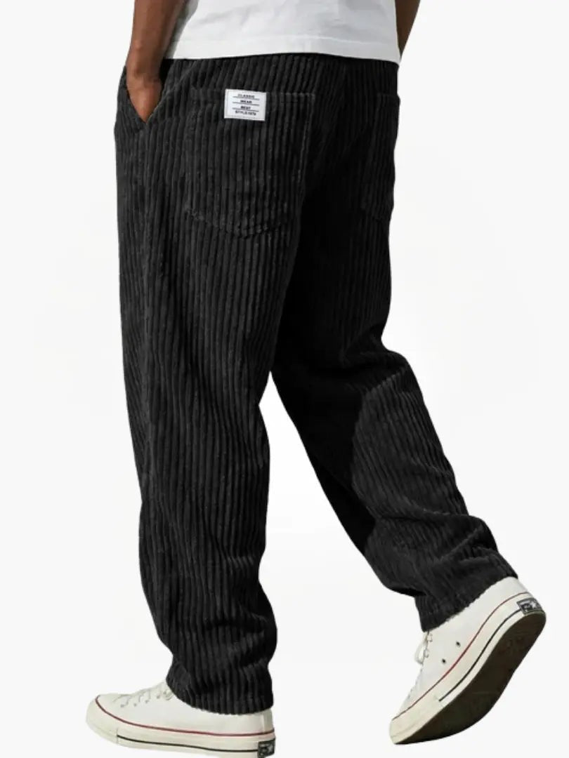 Men's Relaxed Drawstring Wide Leg Cord Trousers