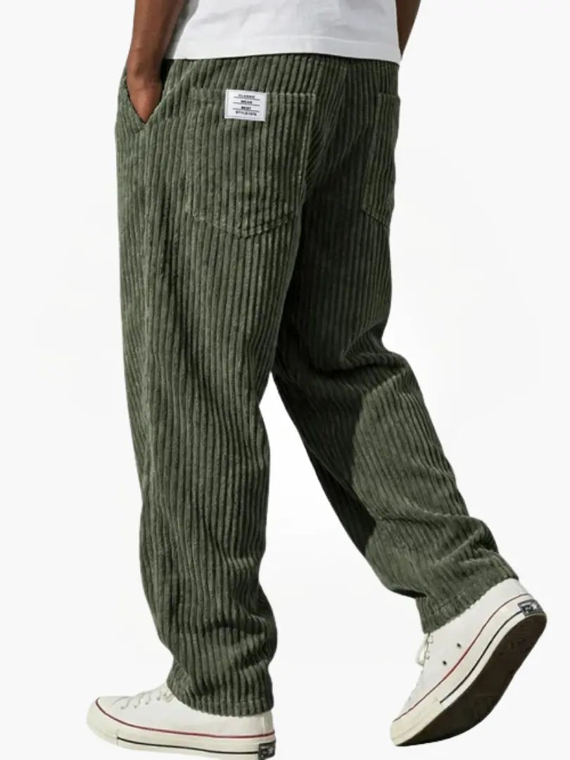 Men's Relaxed Drawstring Wide Leg Cord Trousers