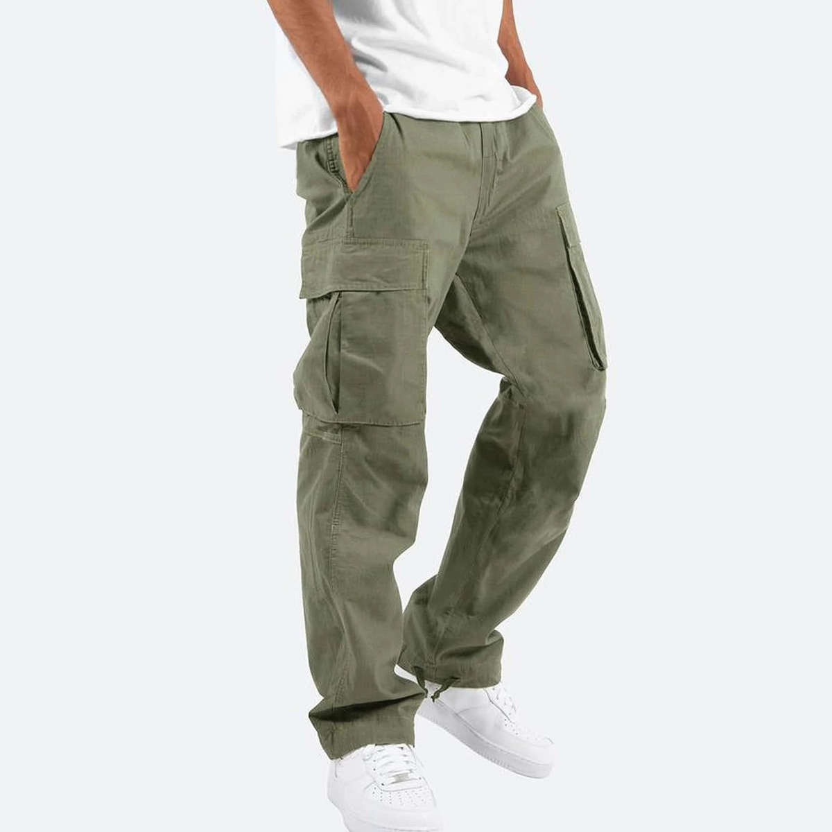 Men's Relaxed Elasticated Waist Cargo Trousers