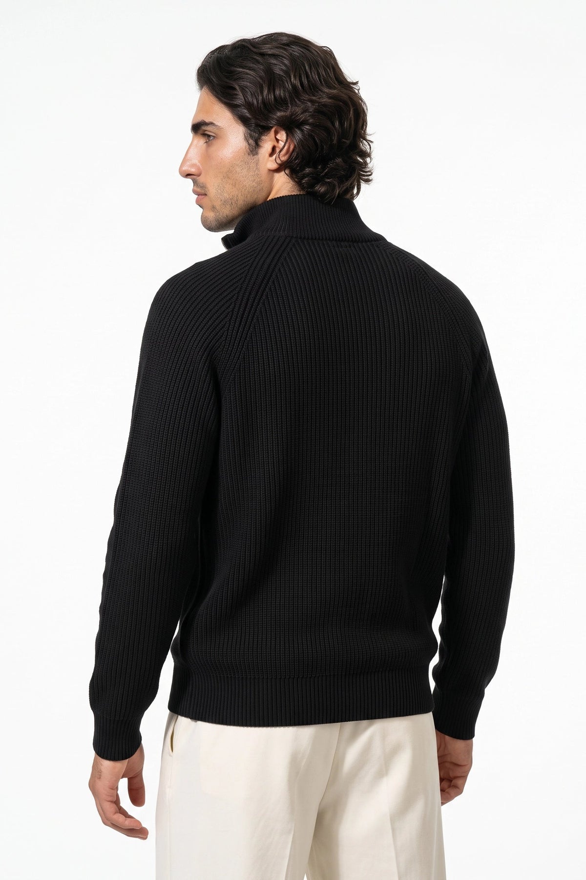 Men's Relaxed Ribbed Quarter Zip Jumper