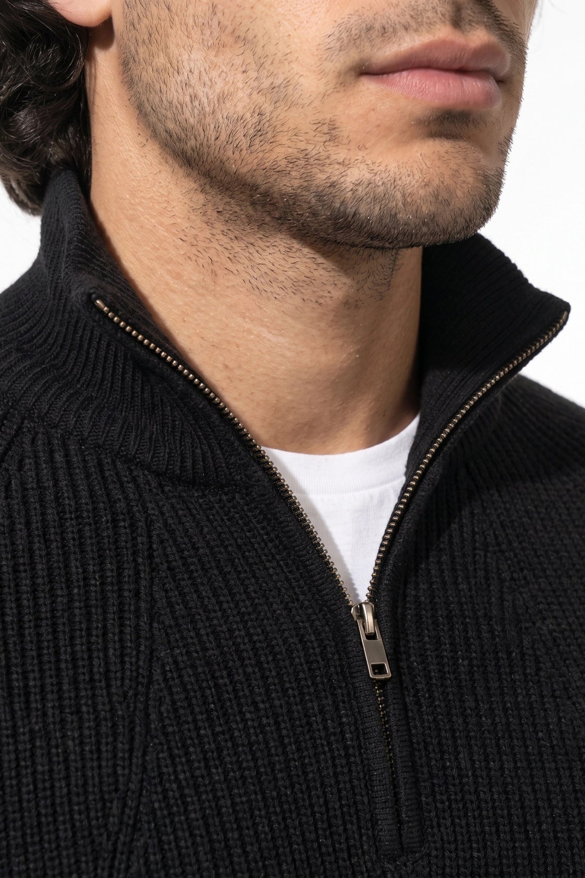 Men's Relaxed Ribbed Quarter Zip Jumper