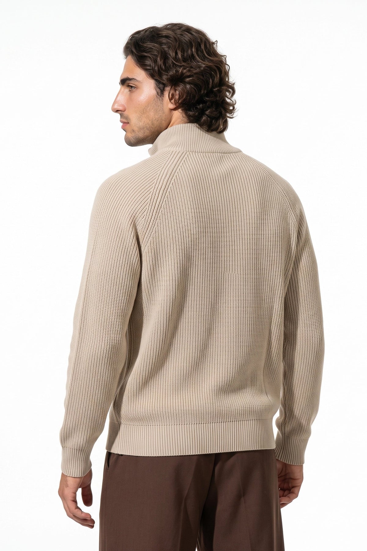 Men's Relaxed Ribbed Quarter Zip Jumper