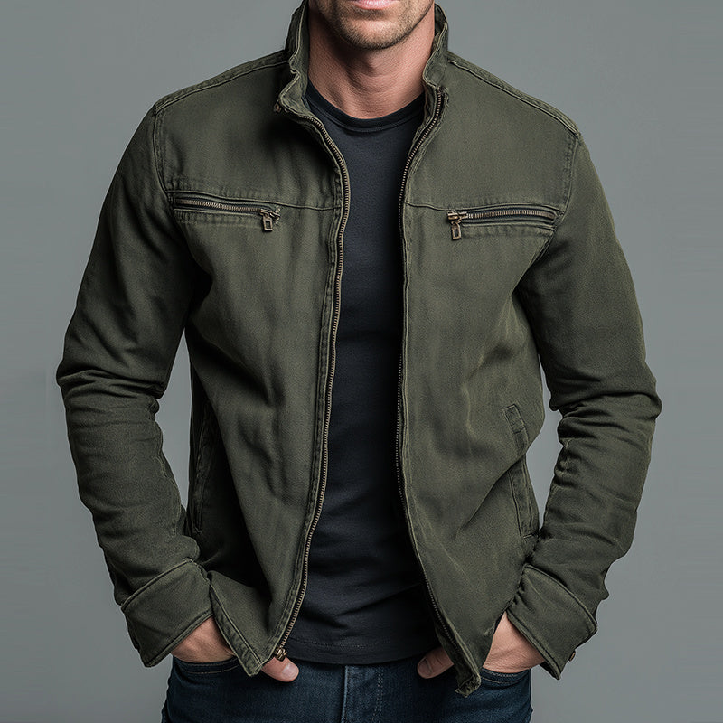 Men's Relaxed Vintage-Wash Zip-Up Jacket