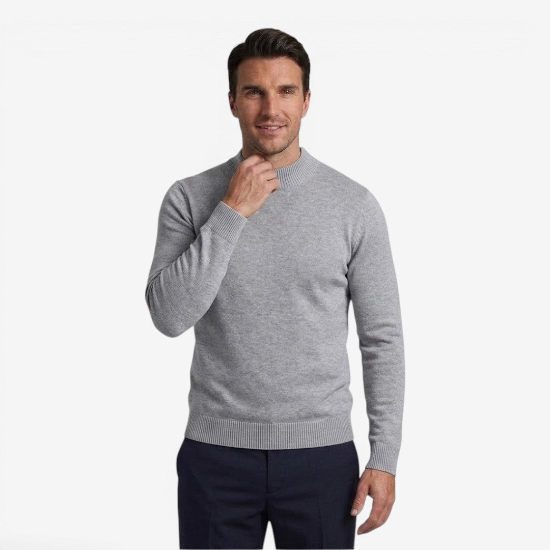 Men's Ribbed Mock Neck Jumper