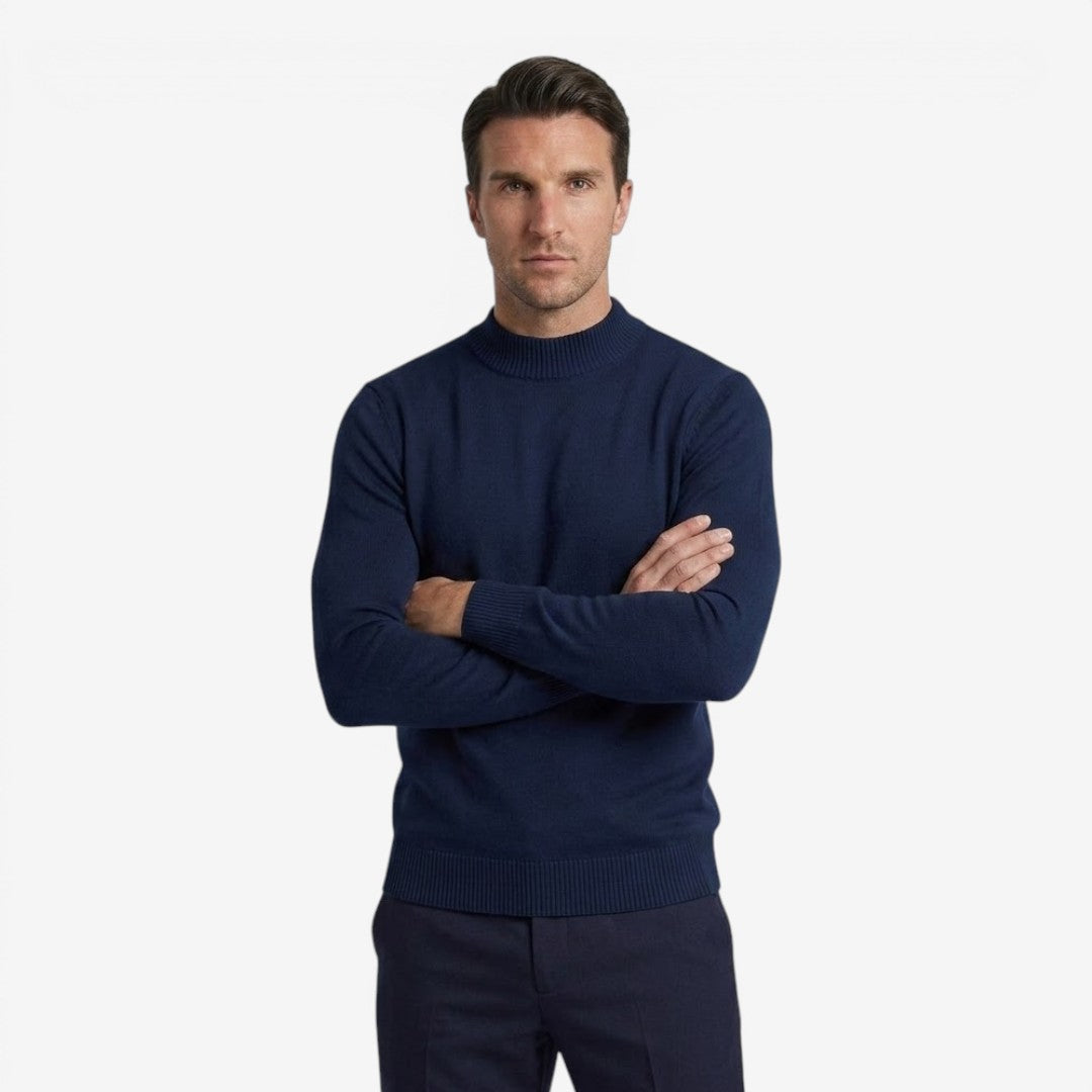 Men's Ribbed Mock Neck Jumper