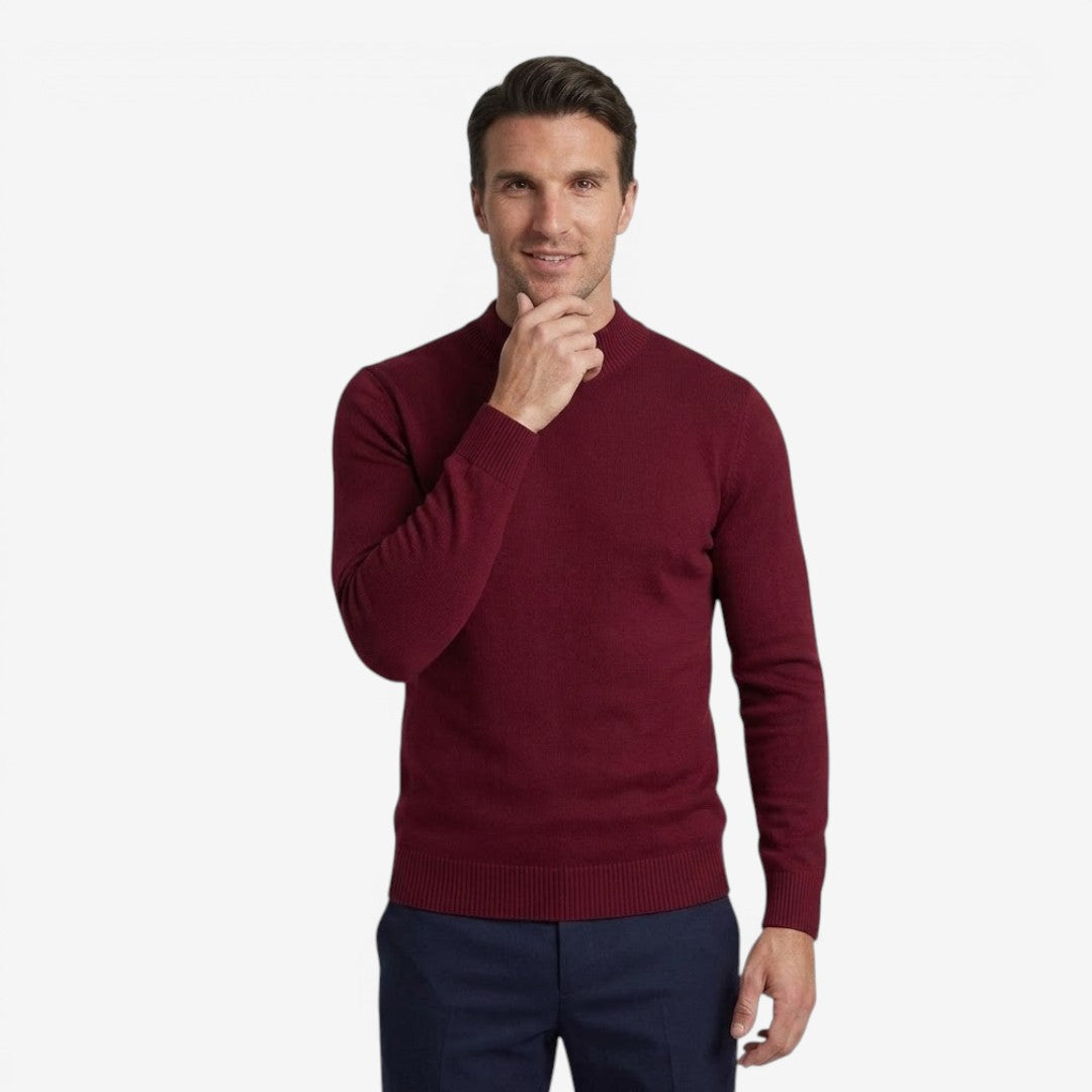 Men's Ribbed Mock Neck Jumper
