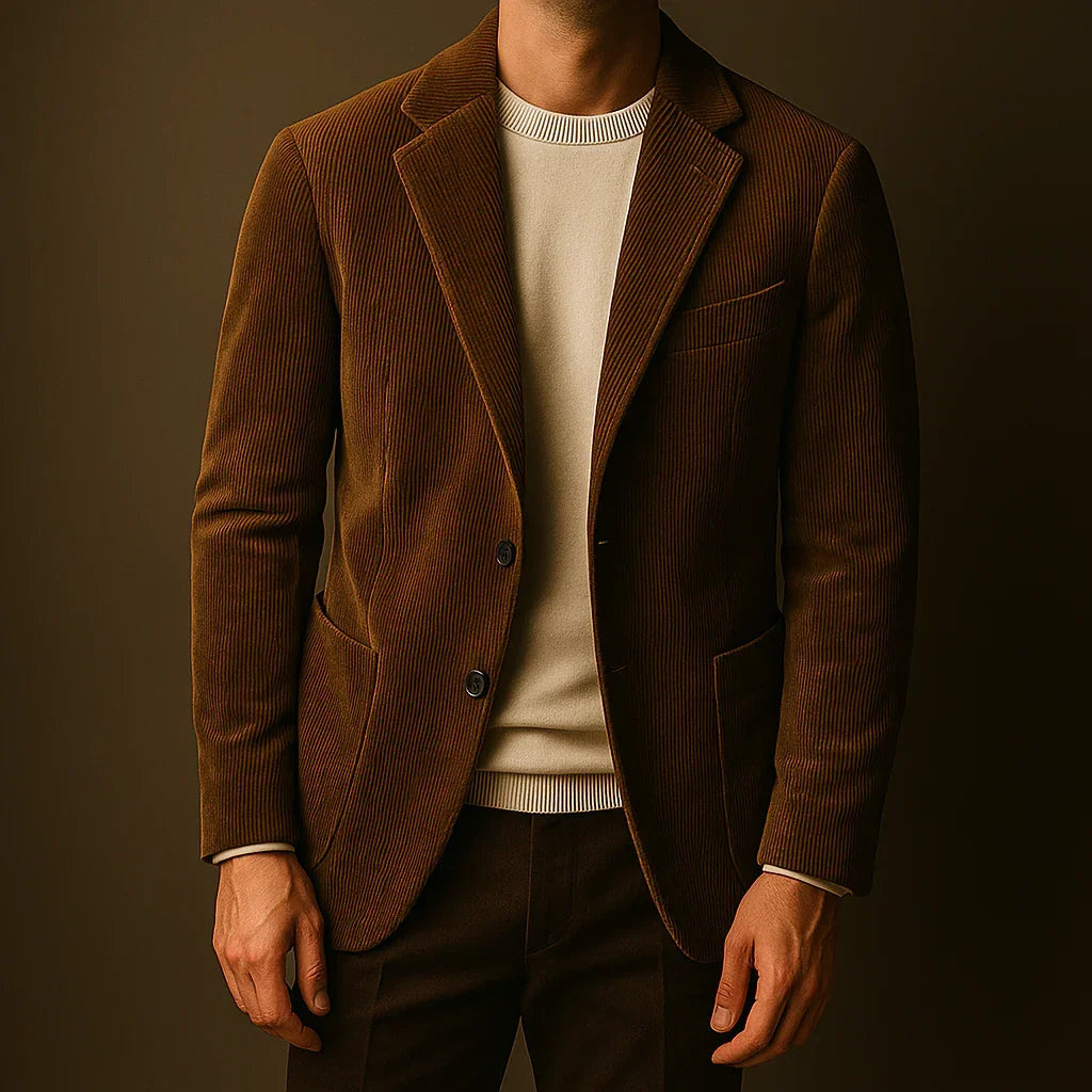 Men's Single Breasted Tailored Corduroy Blazer