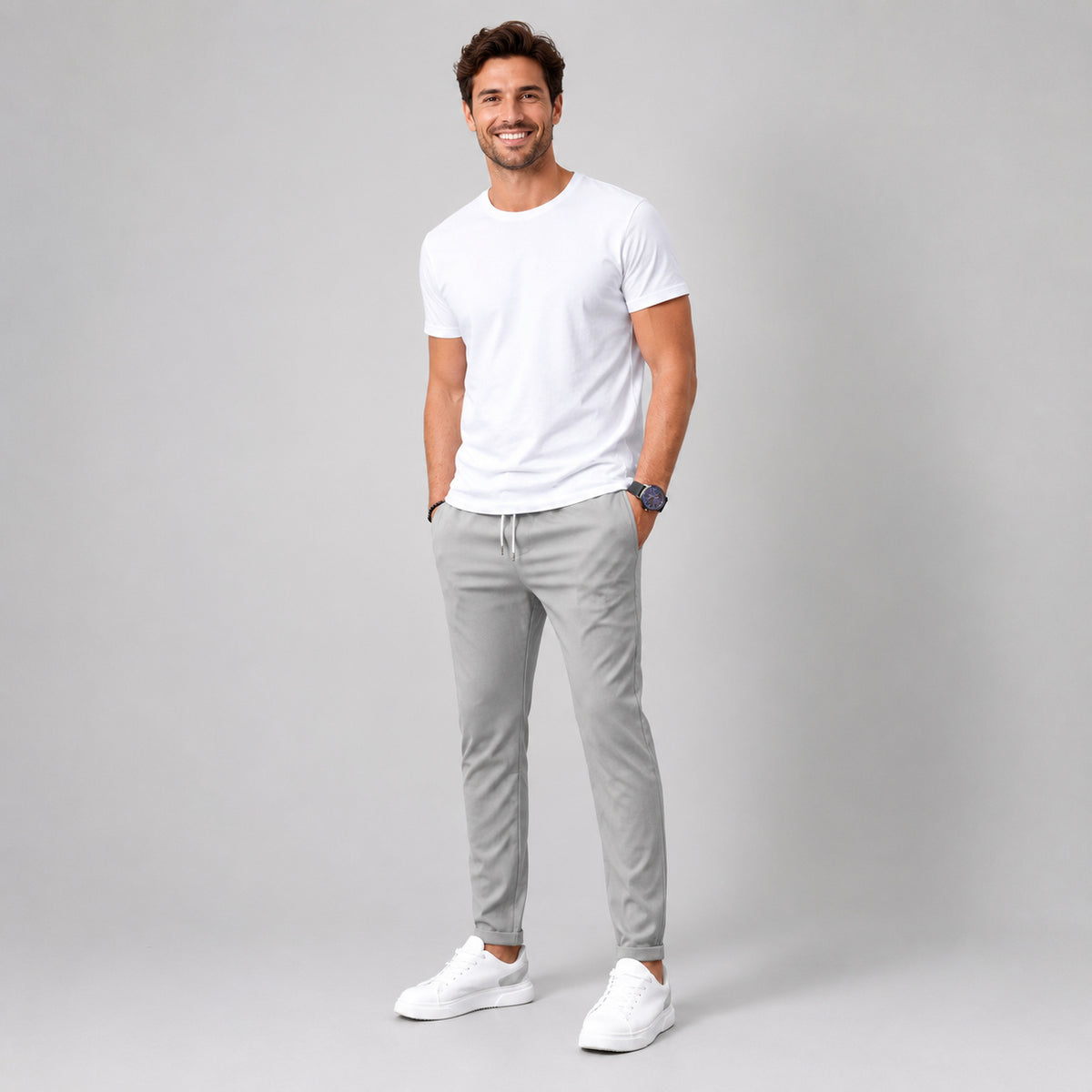 Men's Slim Tapered Drawstring Trousers