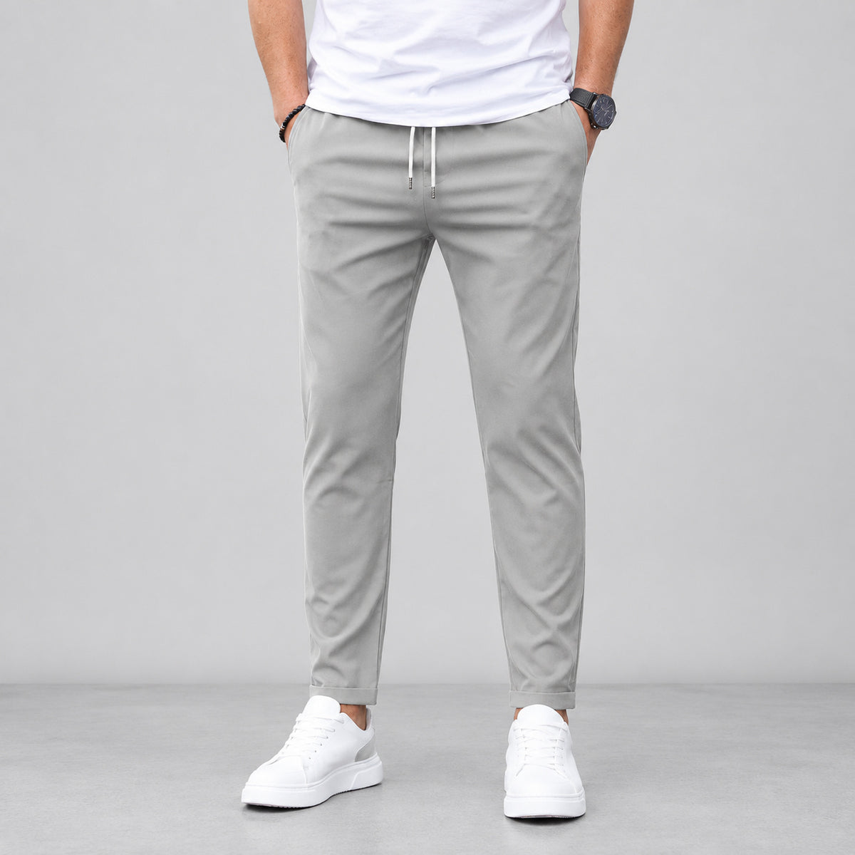 Men's Slim Tapered Drawstring Trousers