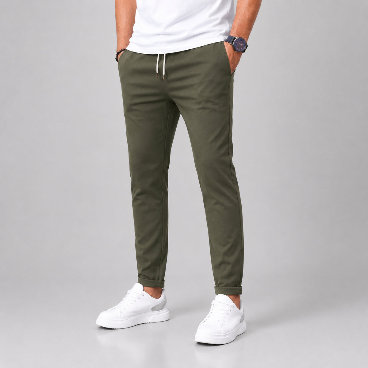 Men's Slim Tapered Drawstring Trousers
