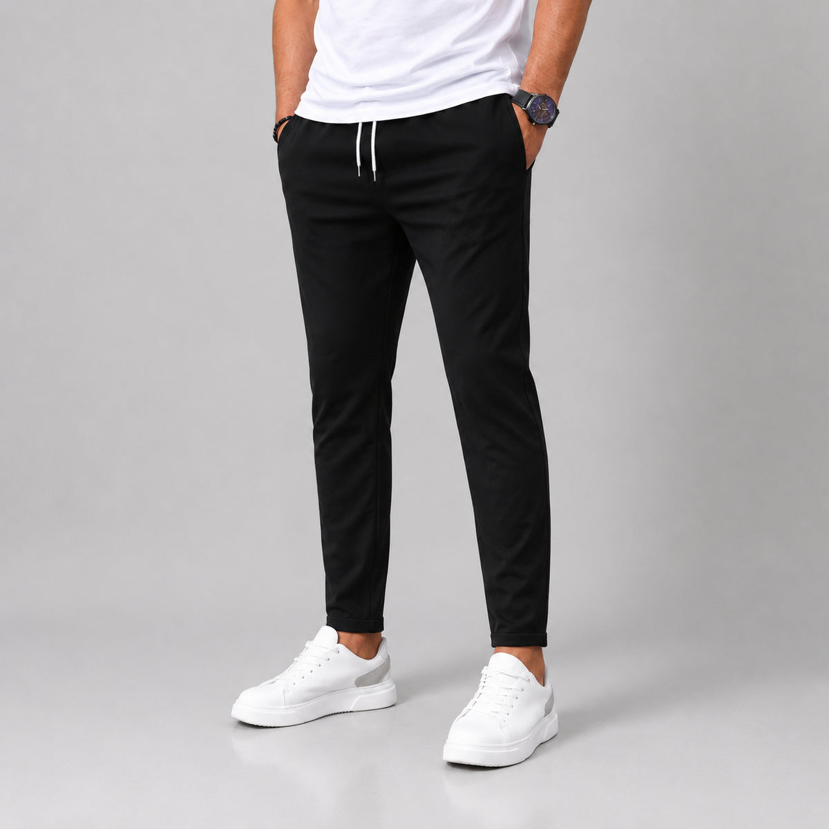 Men's Slim Tapered Drawstring Trousers