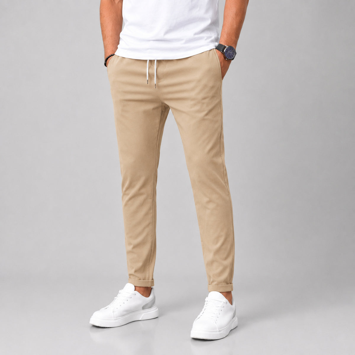 Men's Slim Tapered Drawstring Trousers