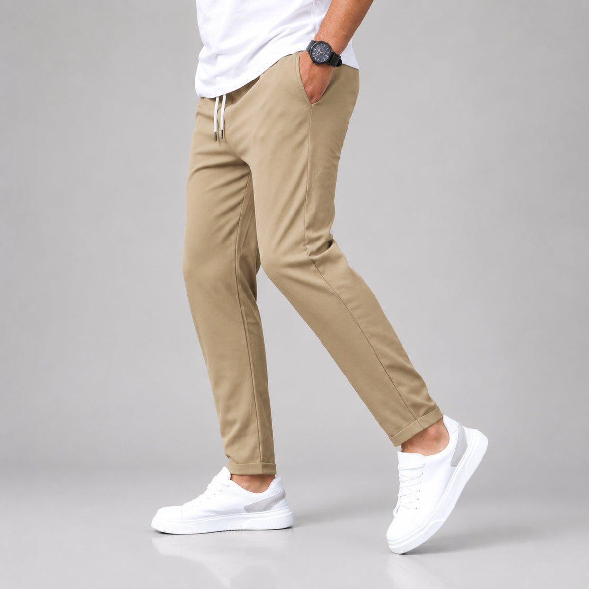 Men's Slim Tapered Drawstring Trousers
