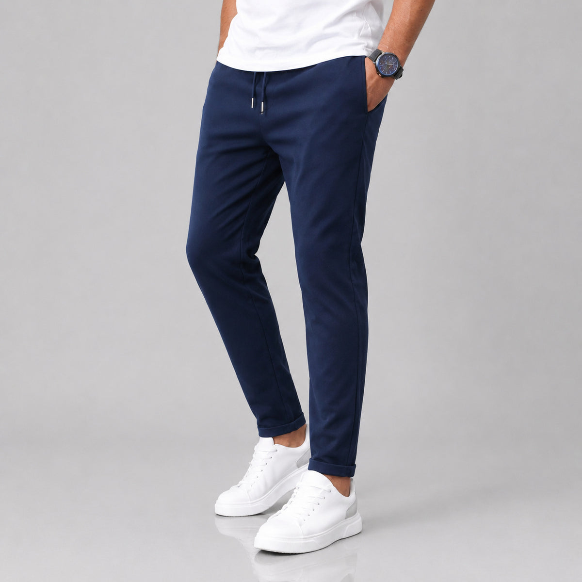Men's Slim Tapered Drawstring Trousers