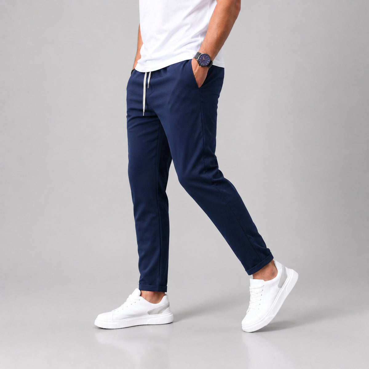Men's Slim Tapered Drawstring Trousers