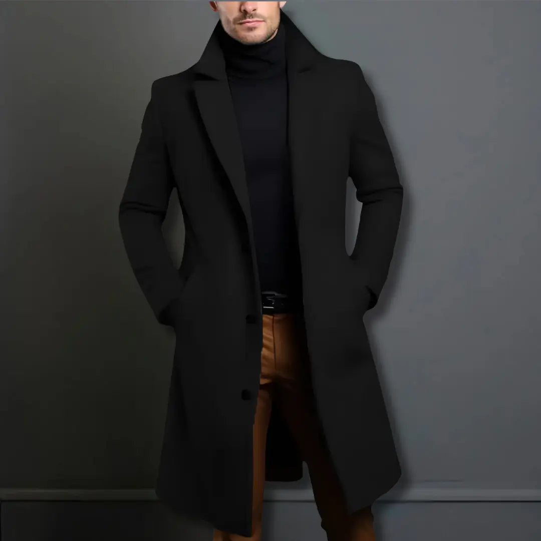 Men's Straight Leg Button-Up Wool Blend Overcoat
