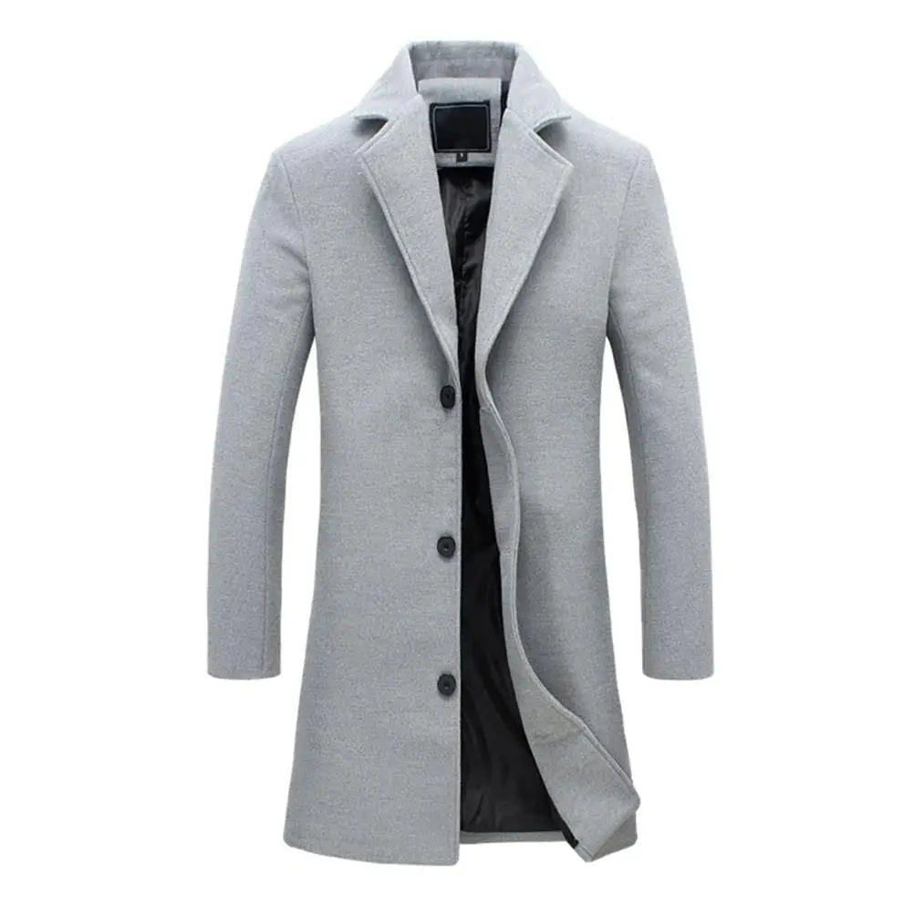 Men's Straight Leg Button-Up Wool Blend Overcoat
