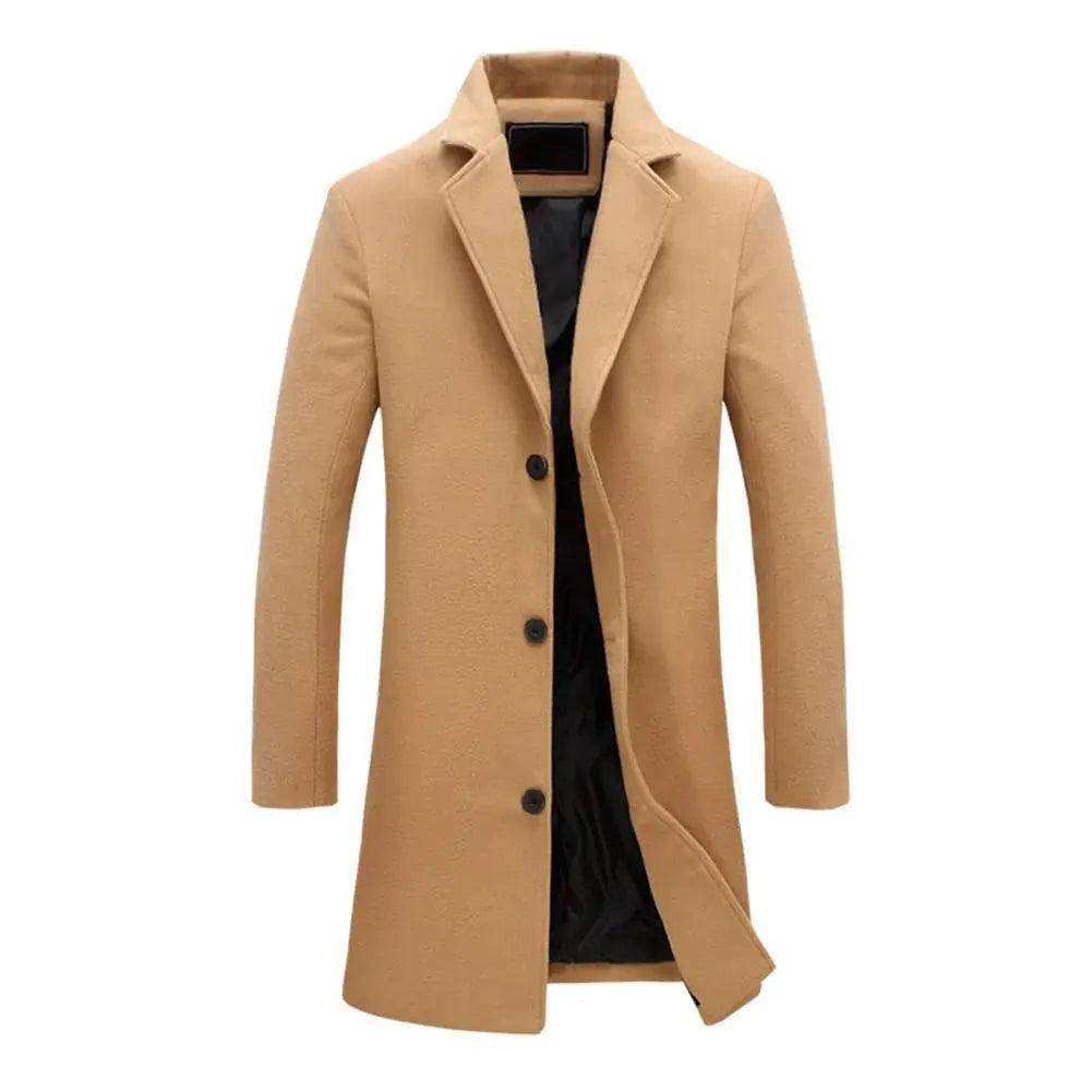 Men's Straight Leg Button-Up Wool Blend Overcoat