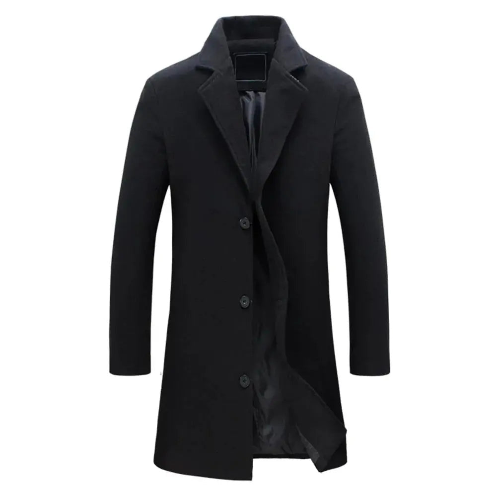 Men's Straight Leg Button-Up Wool Blend Overcoat