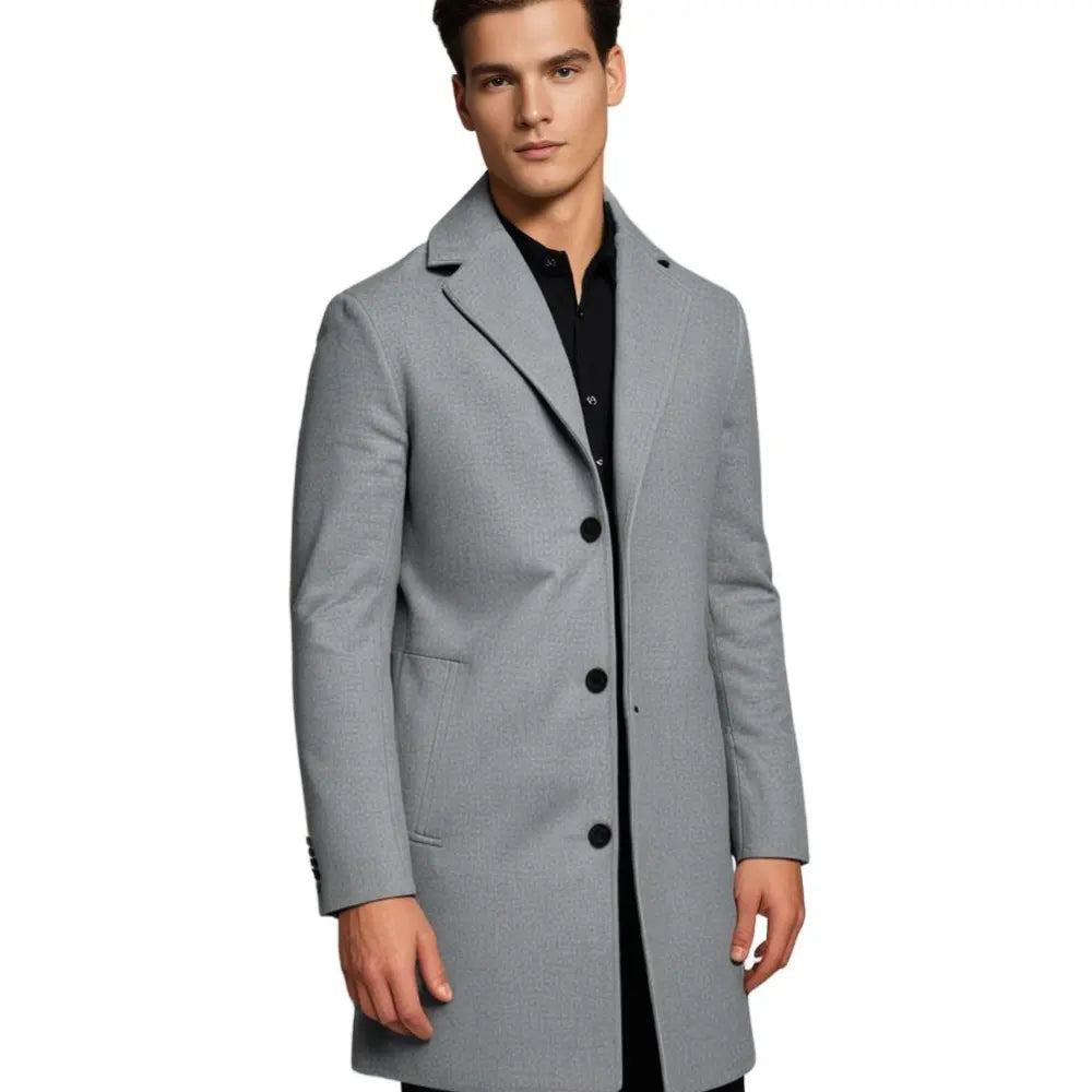 Men's Straight Leg Button-Up Wool Blend Overcoat