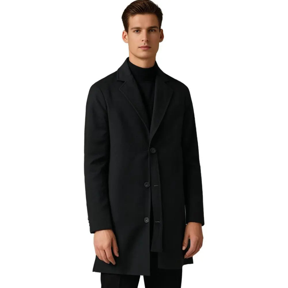 Men's Straight Leg Button-Up Wool Blend Overcoat