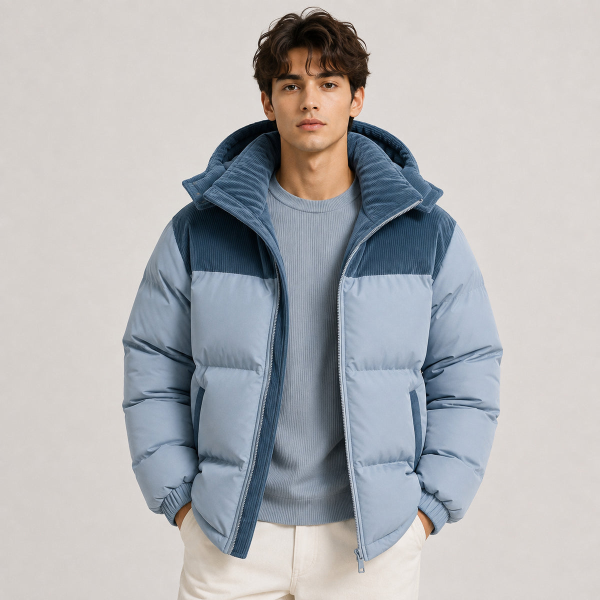 Men's Windproof Hooded Puffer Jacket