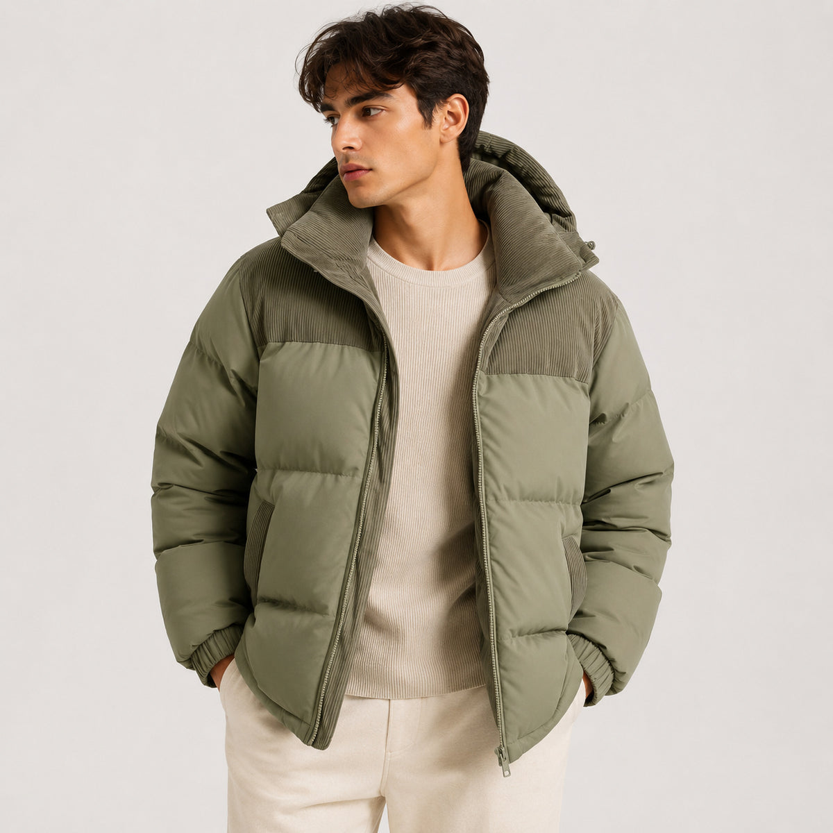 Men's Windproof Hooded Puffer Jacket