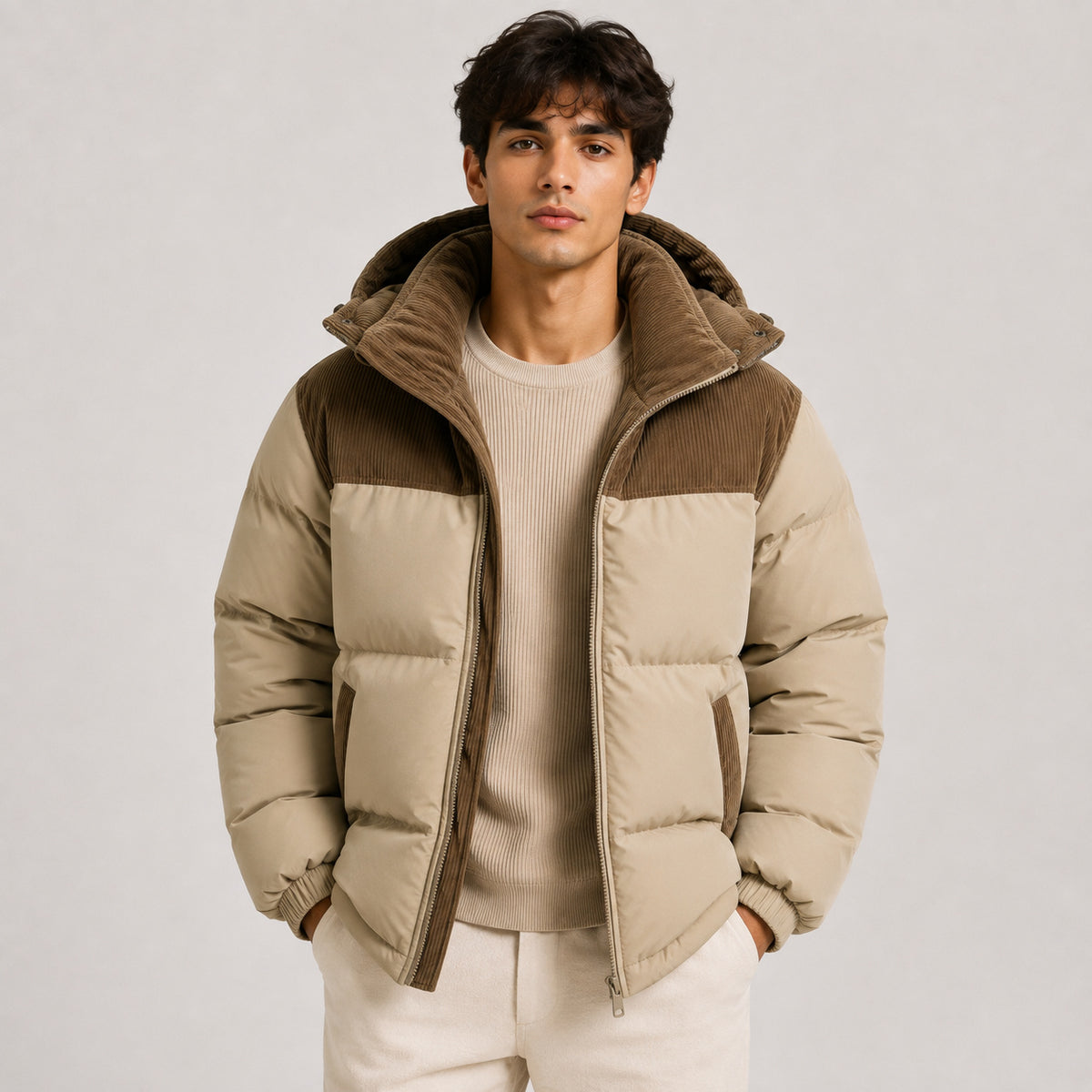 Men's Windproof Hooded Puffer Jacket