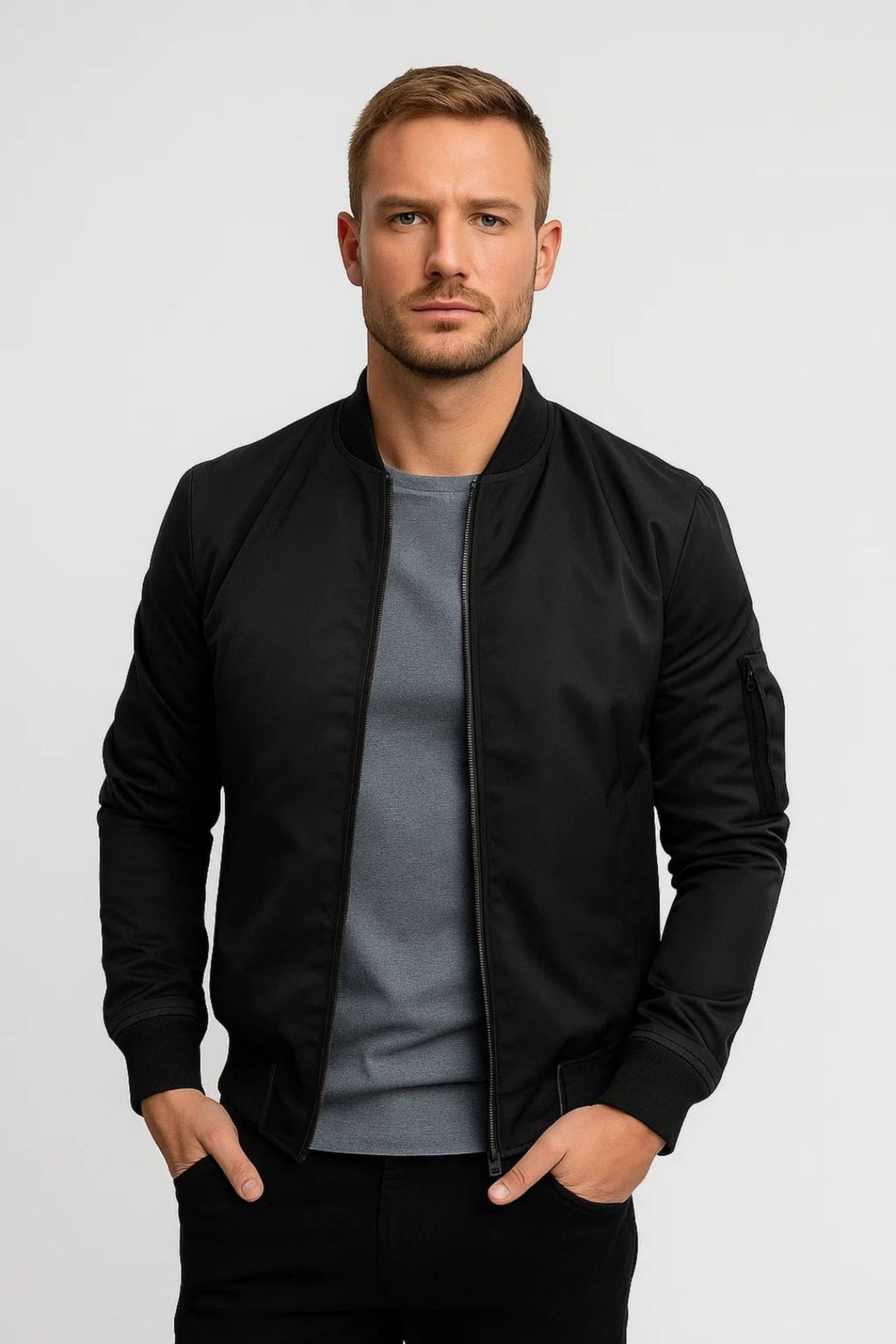 Men's Zip-Up Bomber Jacket