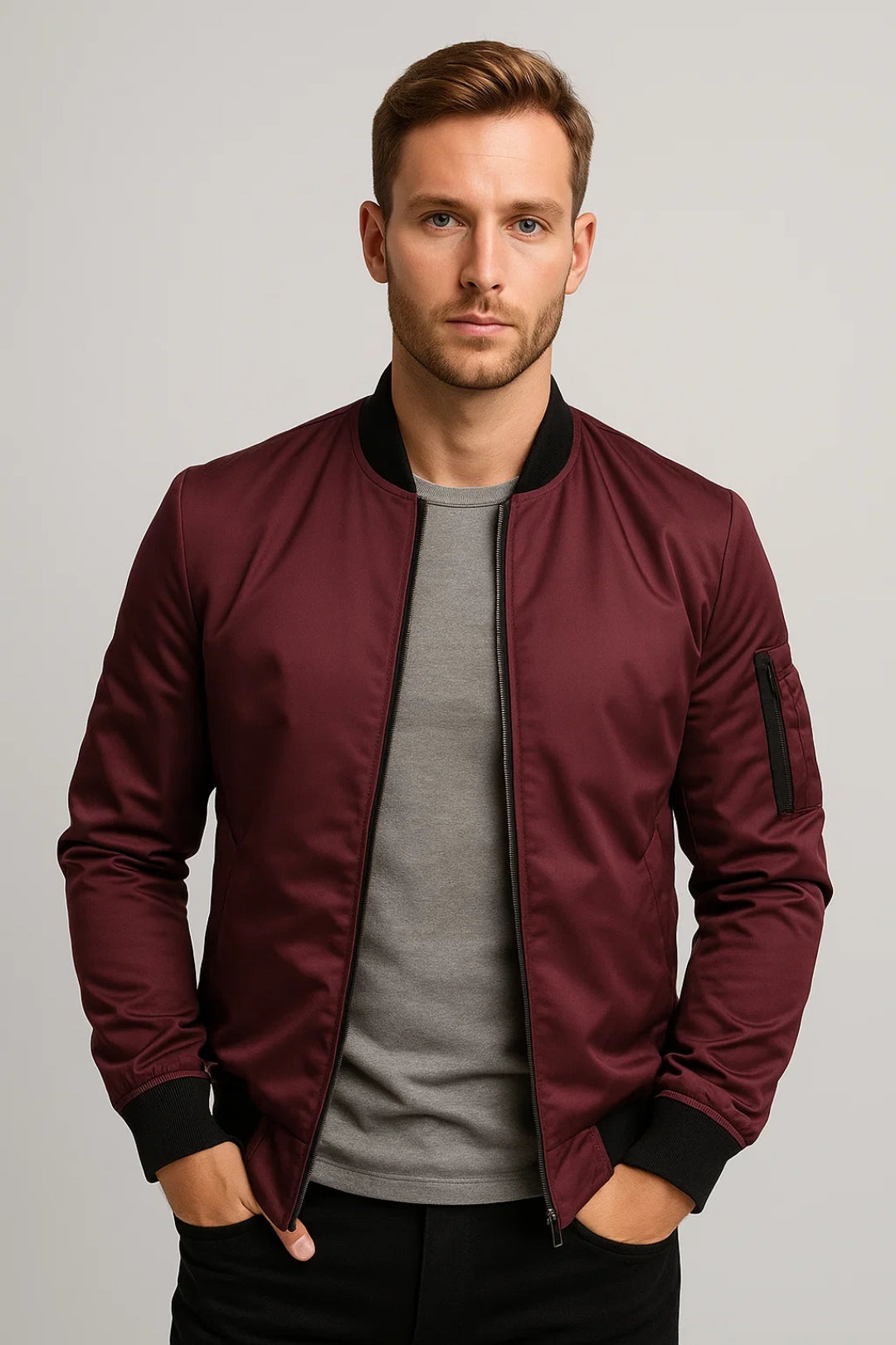 Men's Zip-Up Bomber Jacket