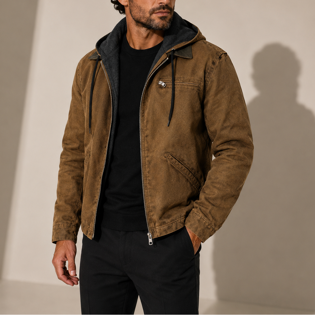 Men's Zip-Up Fleece Lined Hooded Jacket