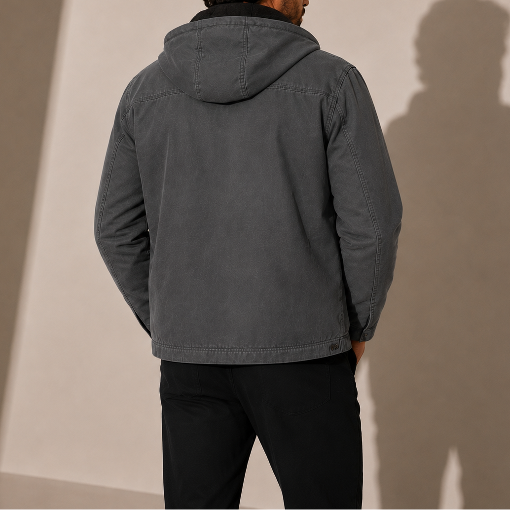 Men's Zip-Up Fleece Lined Hooded Jacket