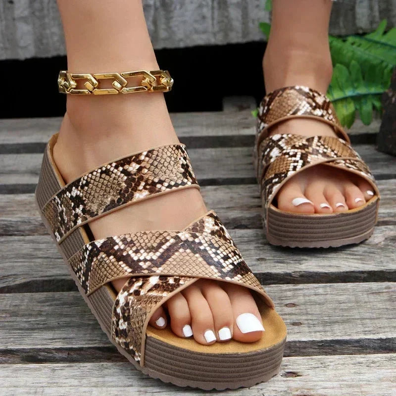 Comfortable Platform Sandals with Woven Cross Strap and Chunky Sole