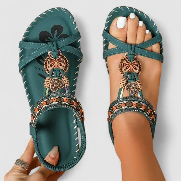 Flat Summer Sandals with Elasticated Ankle Strap