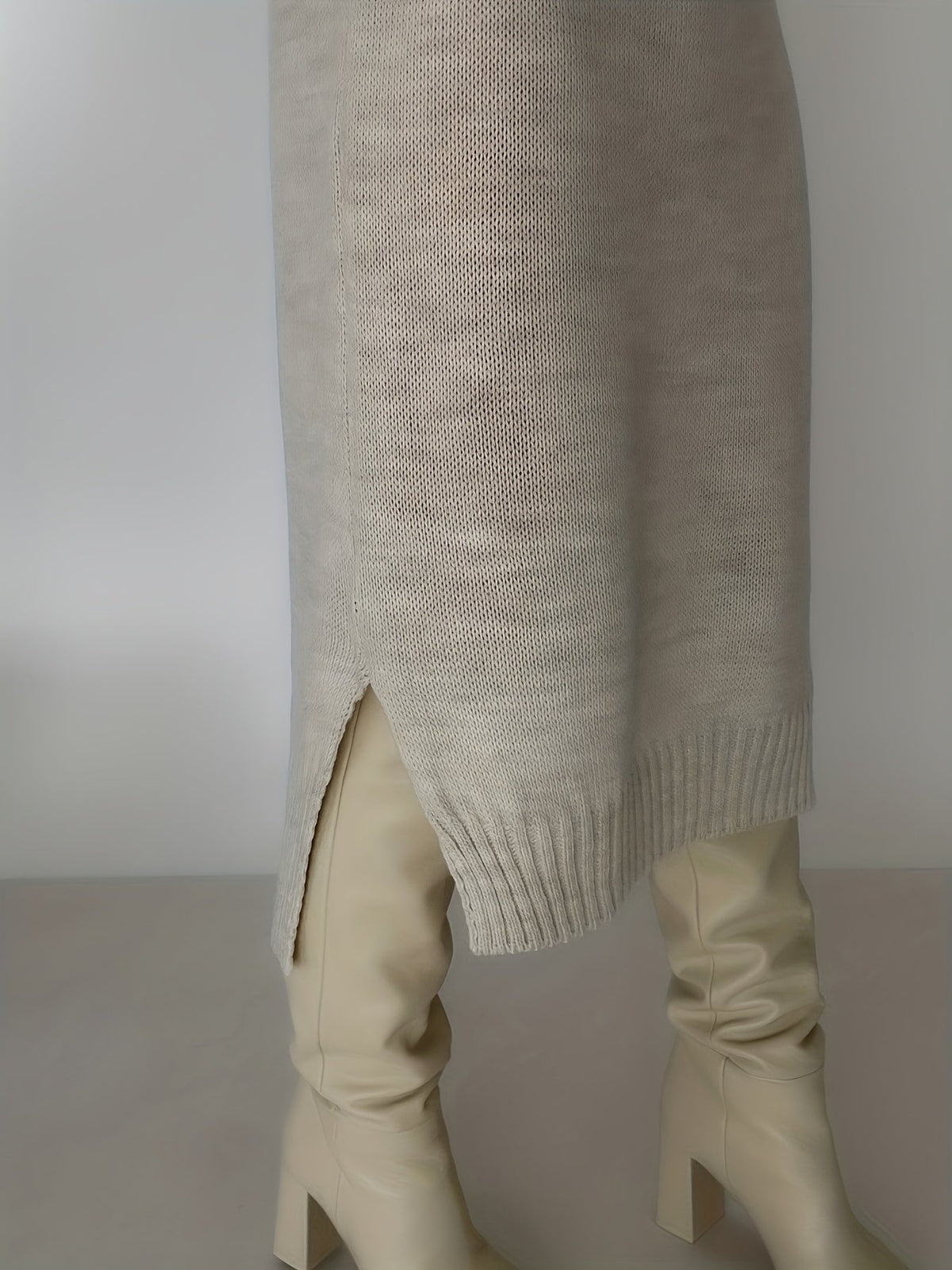 Oversized V Neck Knit Midi Dress
