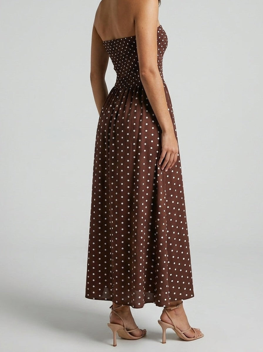 Polka Dot Wedding Guest A-Line Maxi Dress