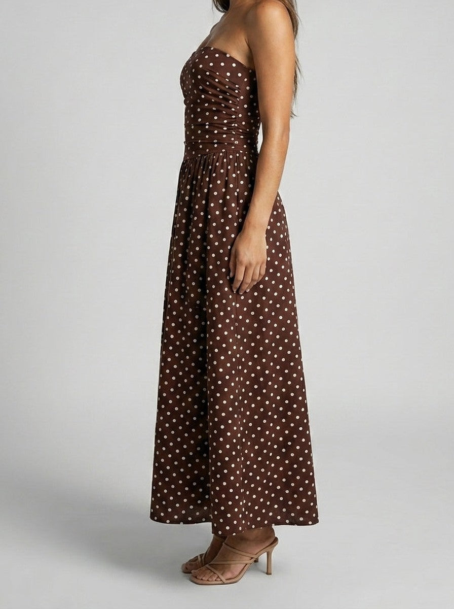 Polka Dot Wedding Guest A-Line Maxi Dress