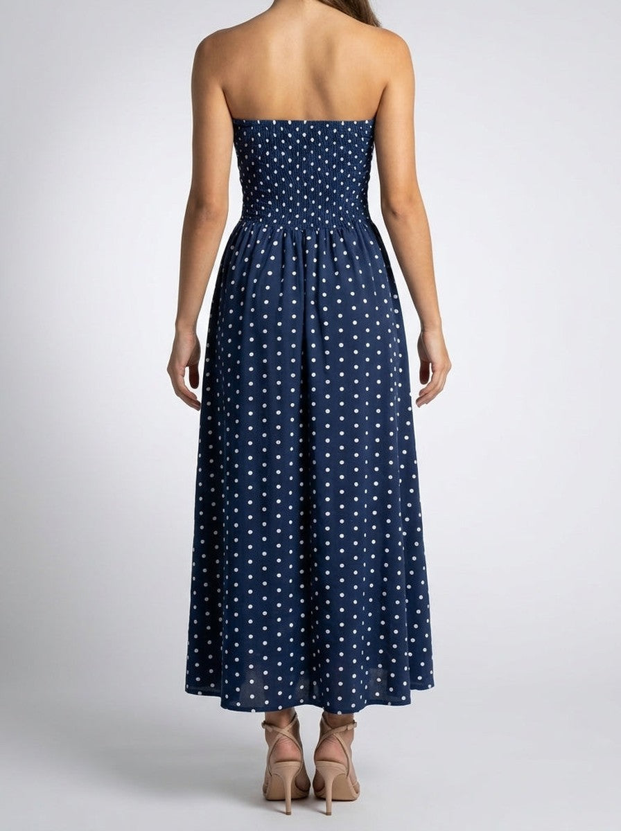 Polka Dot Wedding Guest A-Line Maxi Dress