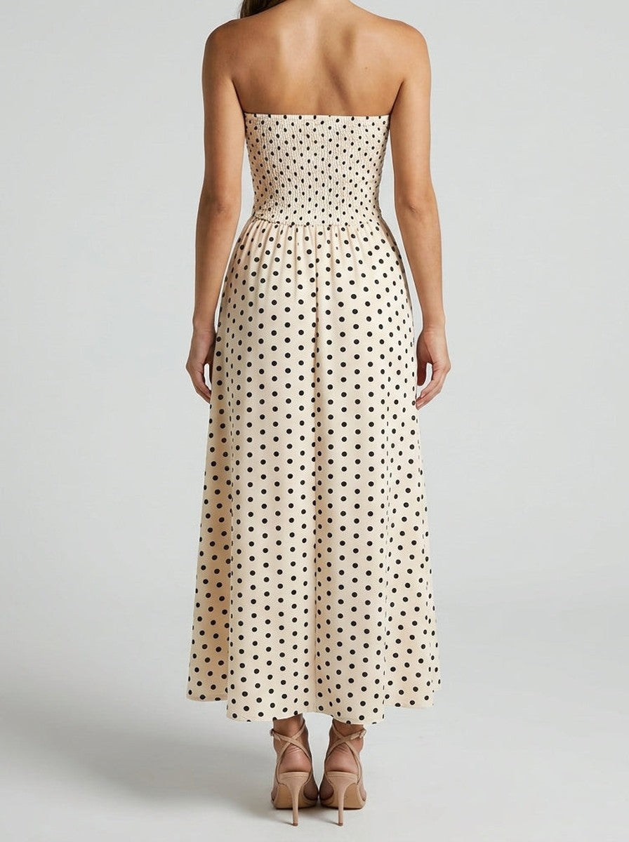 Polka Dot Wedding Guest A-Line Maxi Dress