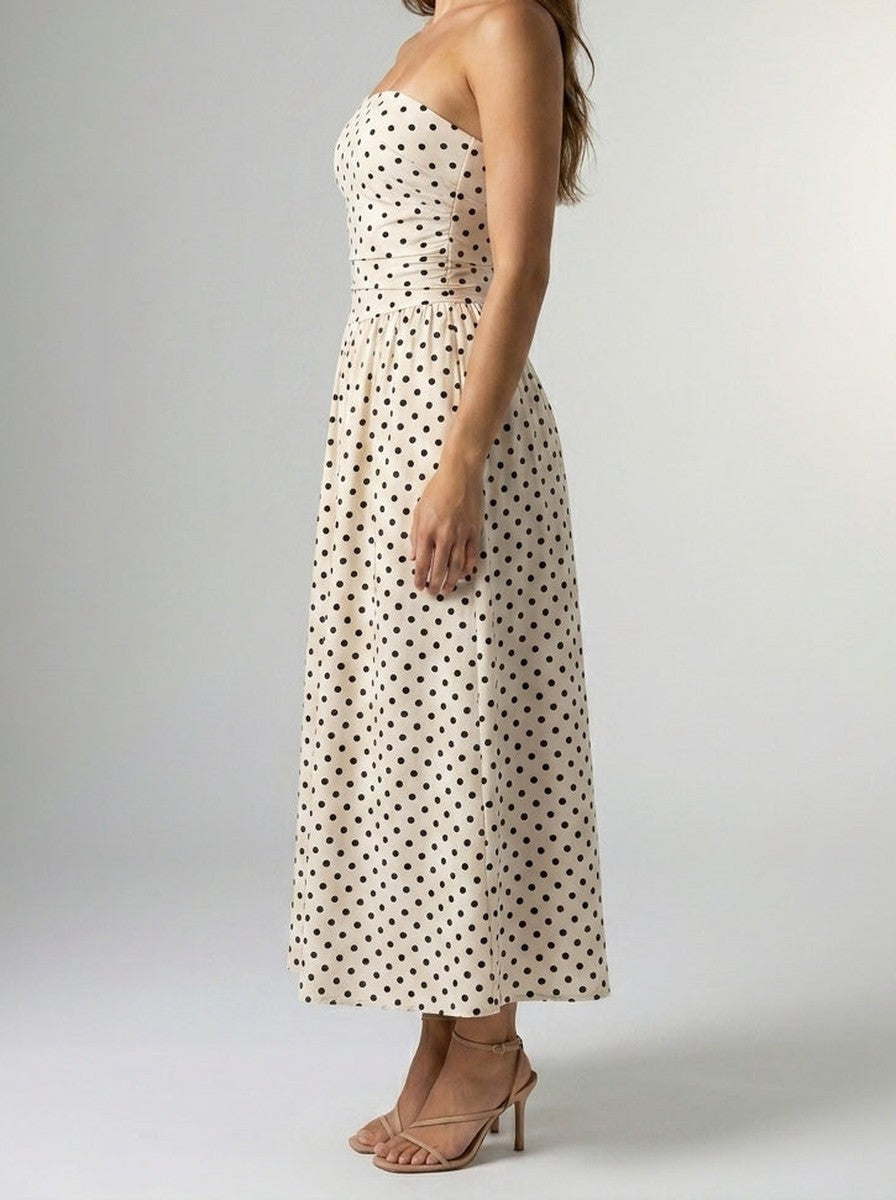 Polka Dot Wedding Guest A-Line Maxi Dress