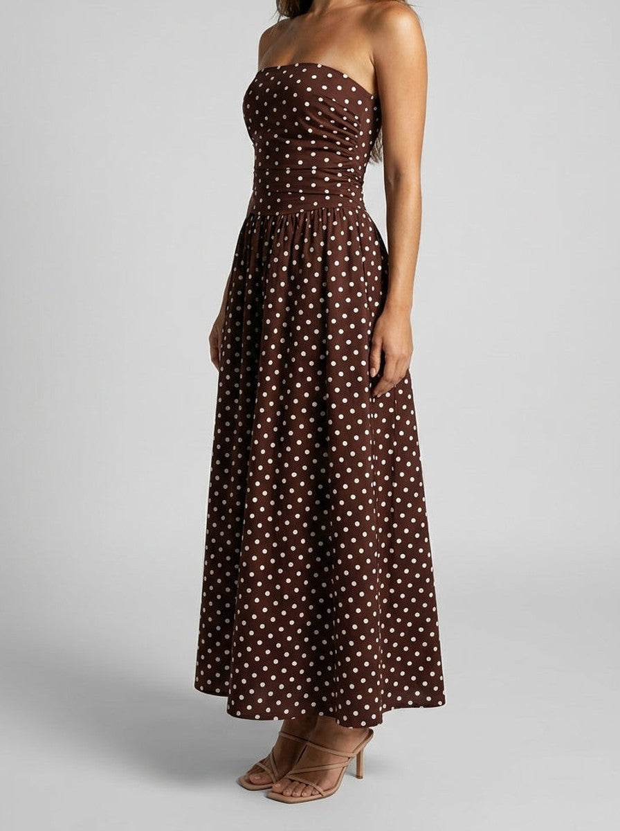 Polka Dot Wedding Guest A-Line Maxi Dress