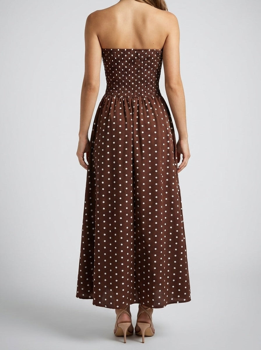 Polka Dot Wedding Guest A-Line Maxi Dress