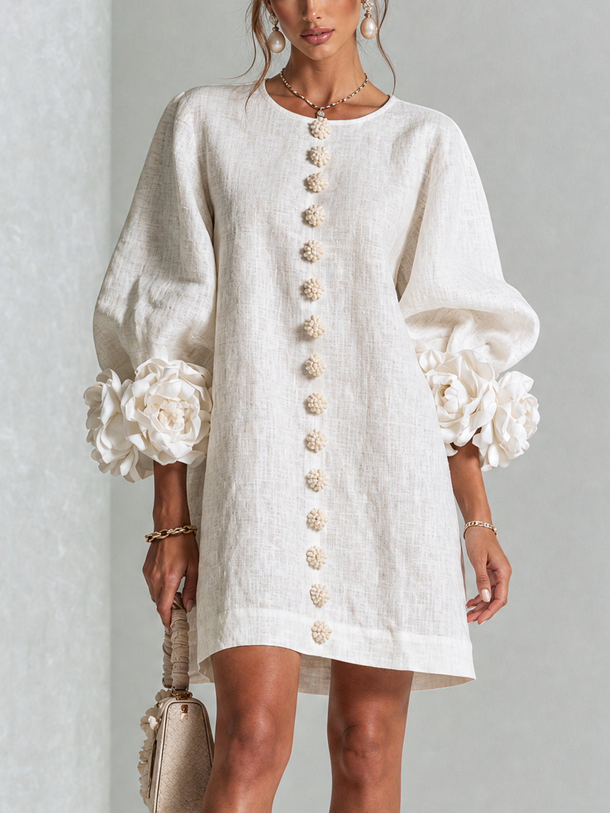 Relaxed Long Sleeve Mini Shift Dress