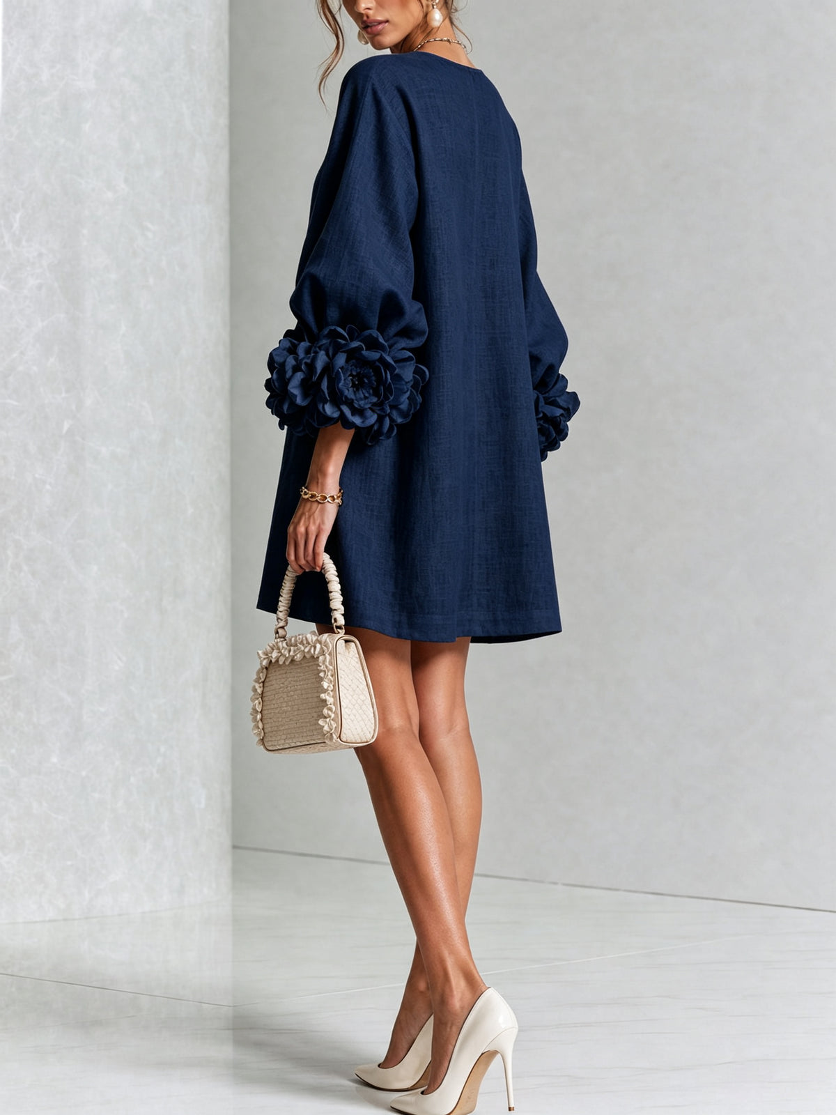 Relaxed Long Sleeve Mini Shift Dress