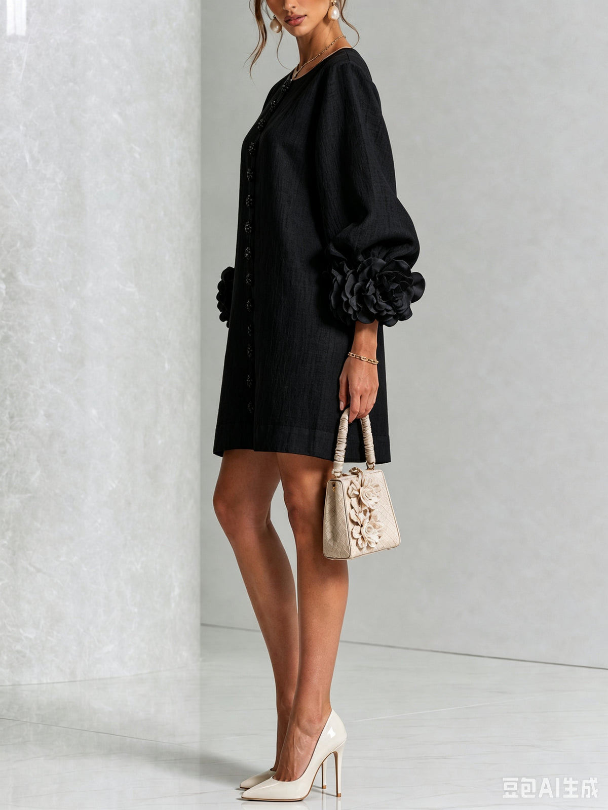 Relaxed Long Sleeve Mini Shift Dress